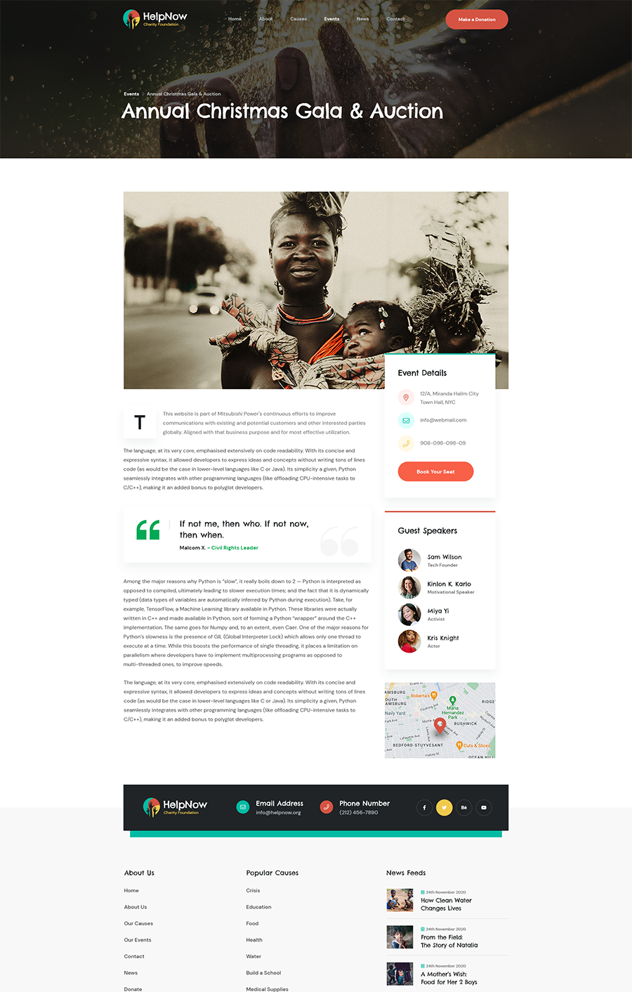 Nonprofit Website Event Detail Page Design