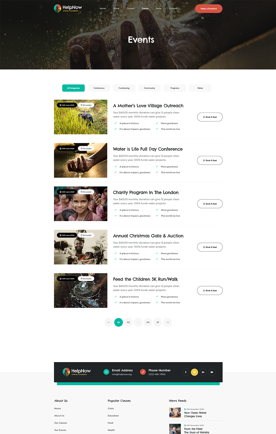 Nonprofit Website Event List Page Design