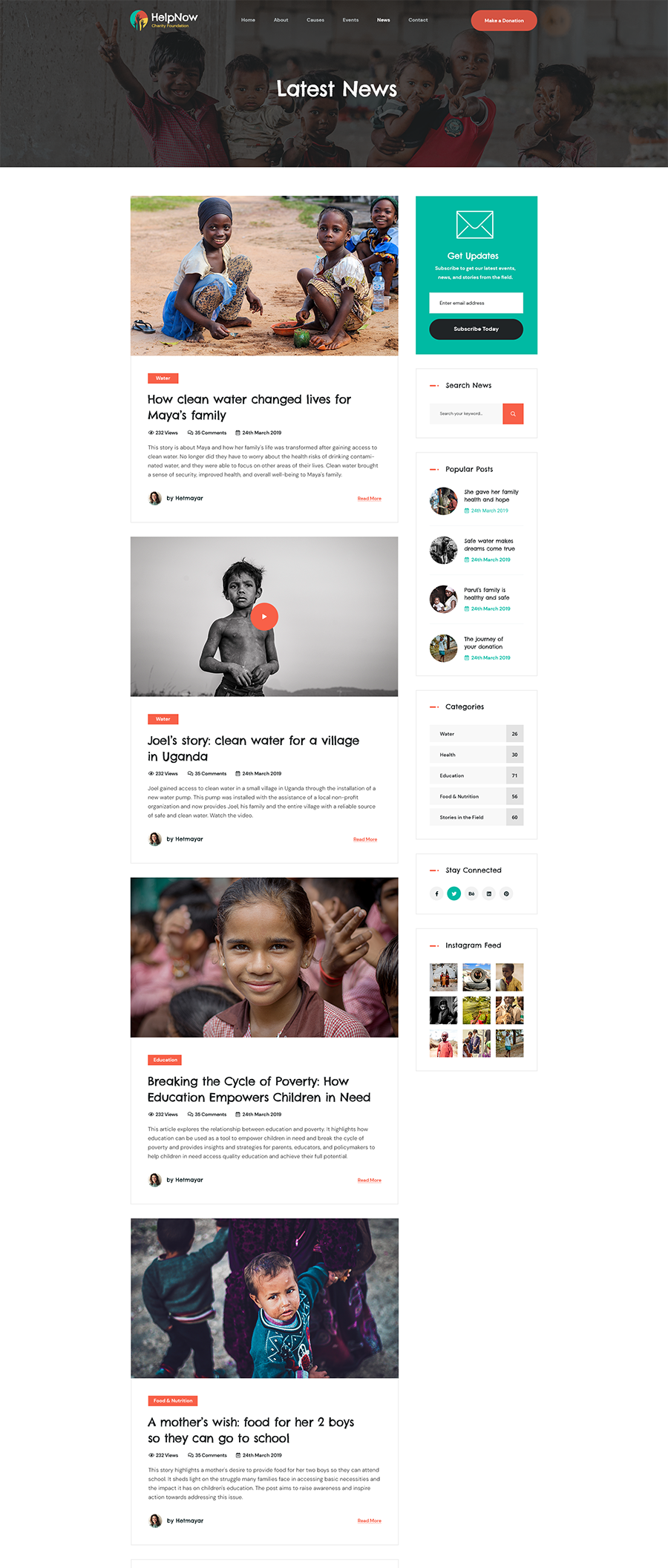 Latest News Nonprofit Page Design