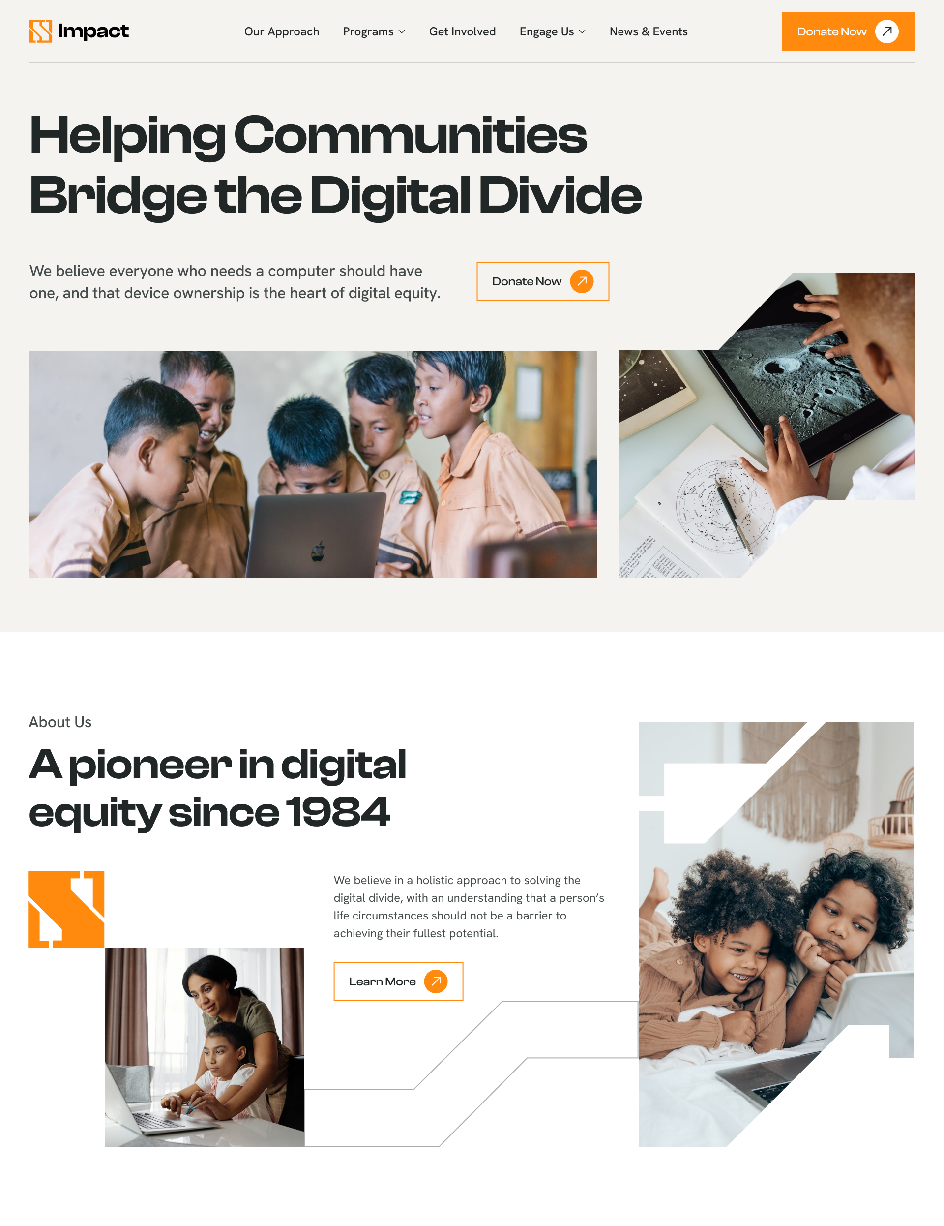 Nonprofit website hero section