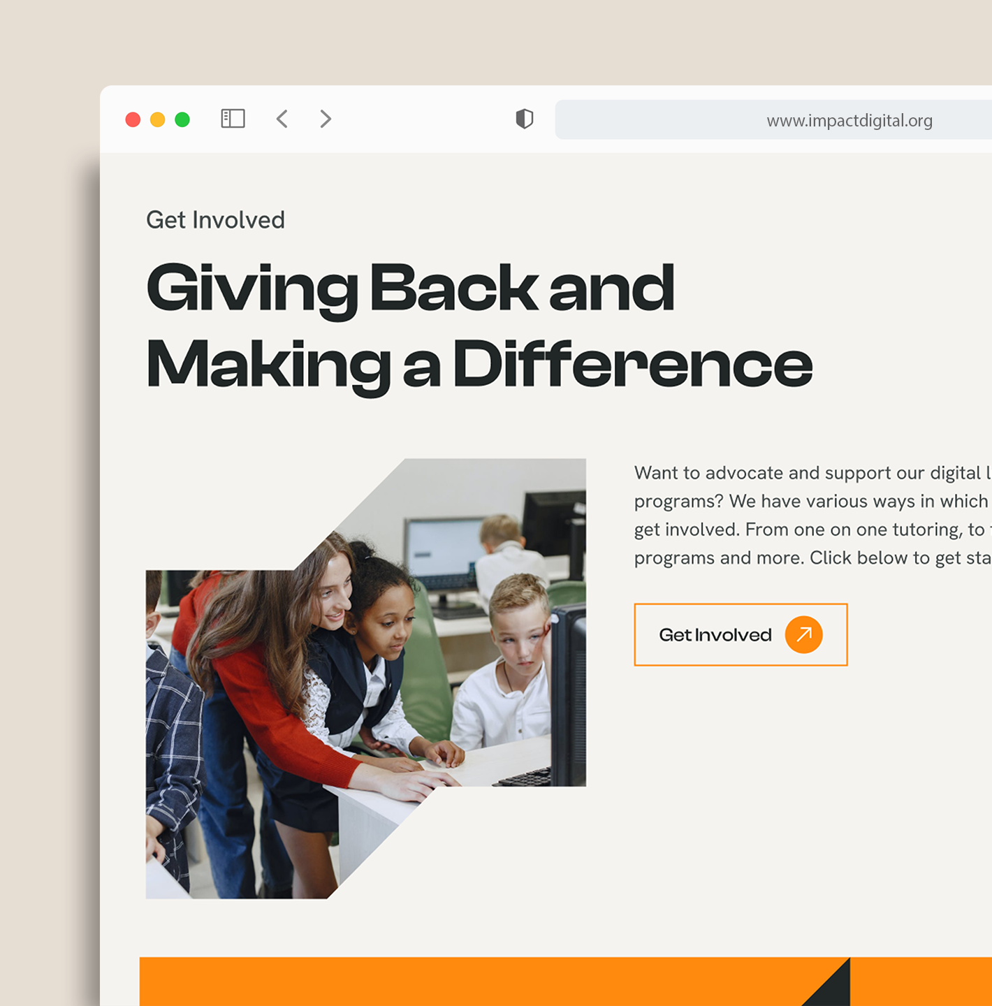 Nonprofit volunteer section page design