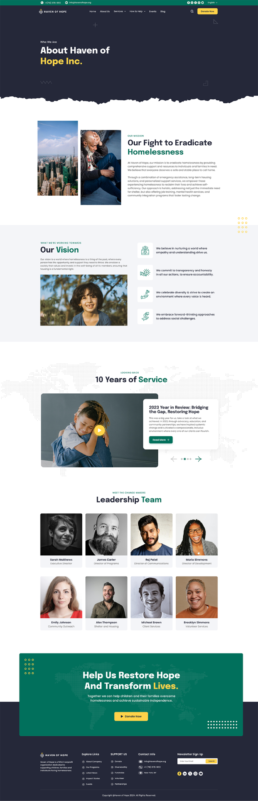 Homeless Shelter About Us Page Design
