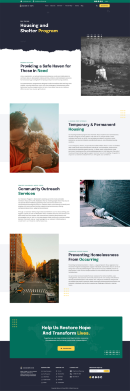 Homeless Shelter Services Page Design