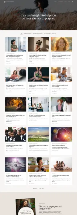 Life coach website blog page design