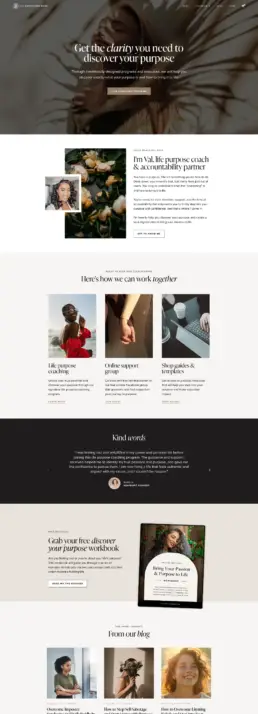 Life coach website redesign home page