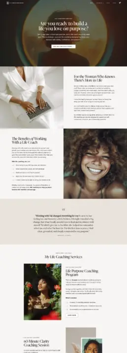 Life coaching website services page