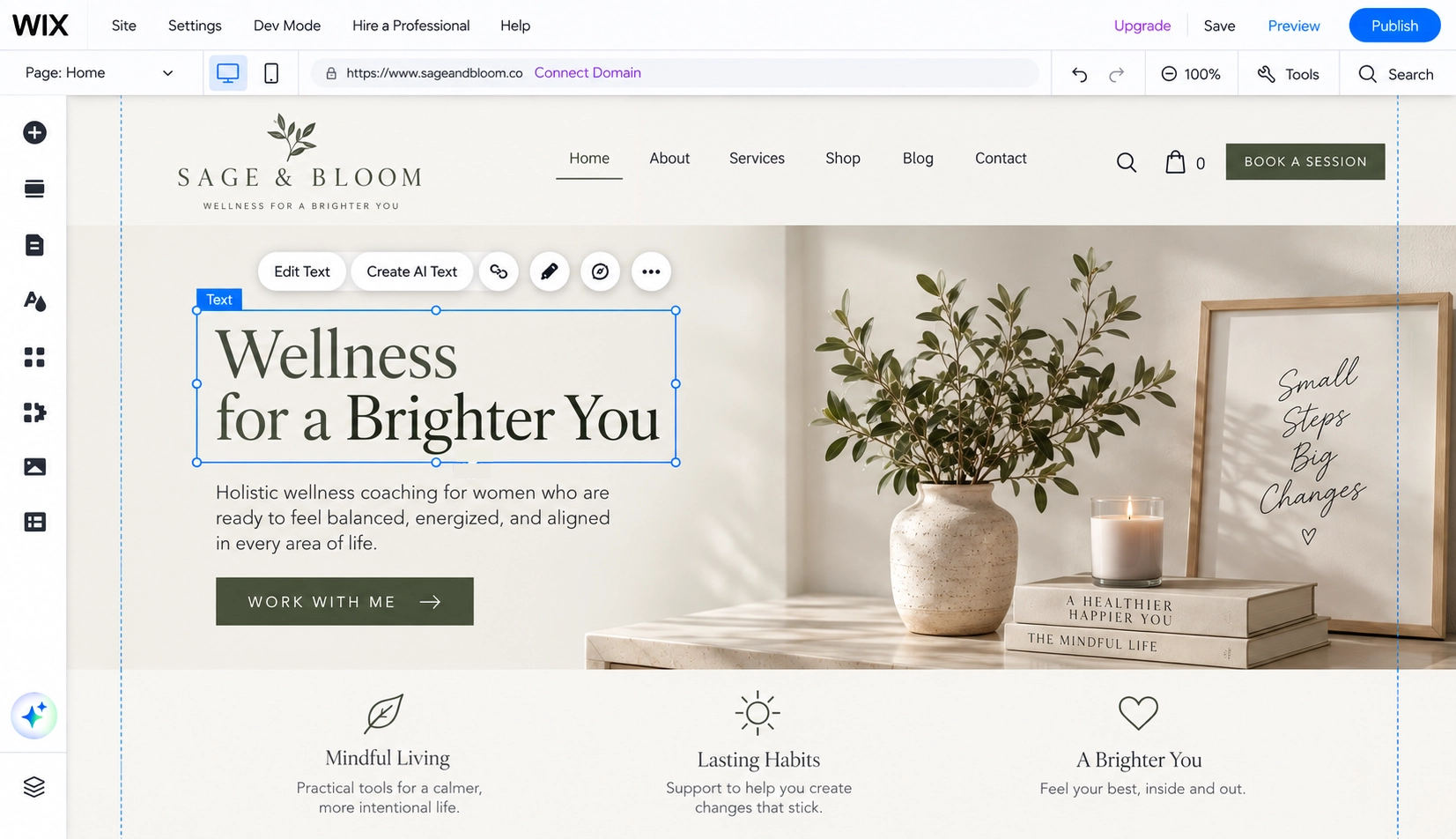 Wix website builder for small business example
